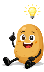 Knolle hat einen Glühlampe über dem Kopf und hebt den Finger er hat eine Idee