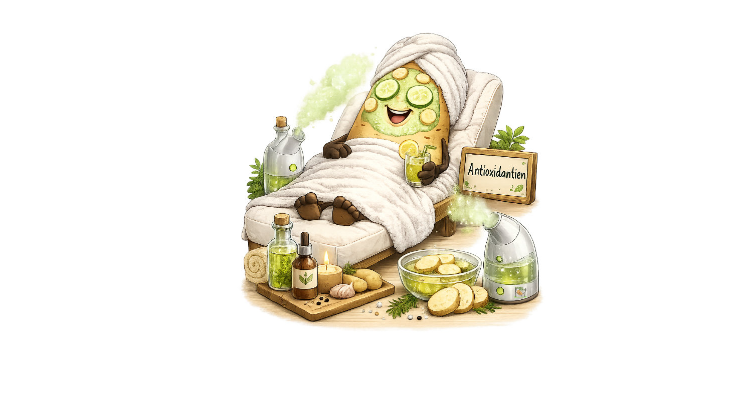Knolle liegt entspannt auf einer Liege und bekommt eine entspannende Behandlung mit Antioxidantien