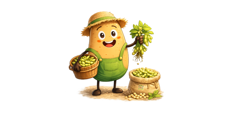 Cartoon Bild Knolle erntet Sojabohnen