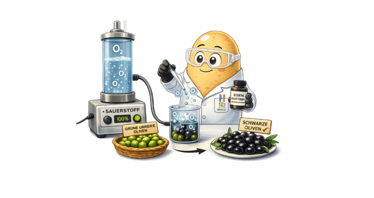 Knolle ist im Labor und schwärzt Oliven